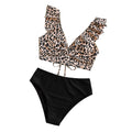 Lacy Leopard Print Split Swimsuit