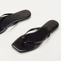 Patent Leather Square Toe Flat Flip-Flops