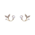 Unique Fishtail Pearl Stud Earrings