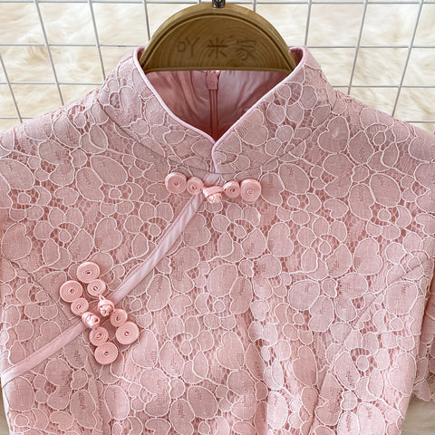 Retro Chinese Style Stand-collar Lace Dress