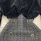 Gold Velvet Patchwork Tweed A-line Dress