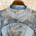 Beaded Doll Collar Lace Panel Embroidered Dress