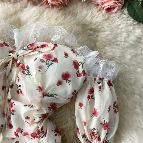 One-shoulder Off-back Floral Dress