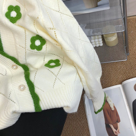 Niche Diamond Check Pattern Short Cardigan