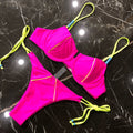 Mixed Colour Simple-design Stringed Bikini