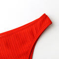 Simple Solid Color Striped Trim Swimsuit
