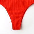 Simple Solid Color Striped Trim Swimsuit