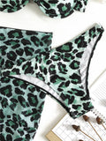Three-piece Leopard Print Underwire Swimsuit