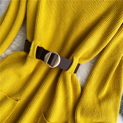 Turtleneck Long Sleeve Knitted Sweater Dress
