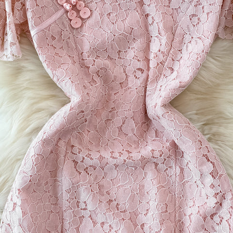 Retro Chinese Style Stand-collar Lace Dress