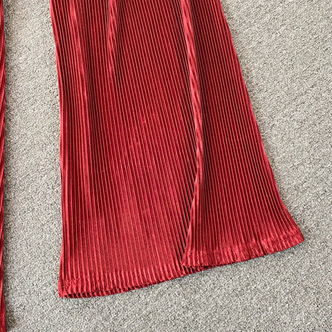 Pleated Wide-leg Pants + Waist Coat Two-piece Suit