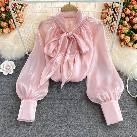 Retro Loose Bow Tie Shirt