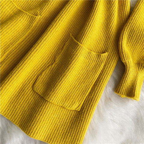 Turtleneck Long Sleeve Knitted Sweater Dress