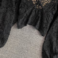 V-neck Open-back Cutout Crochet Lace Shirt
