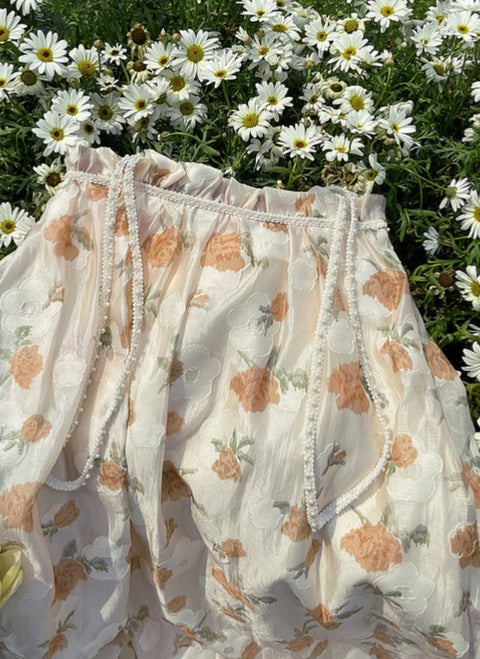 Floral Pleated Halter Skirt