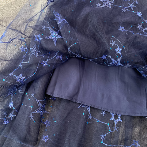 Star Sequined Mesh Skirt & Knit Top Two-piece