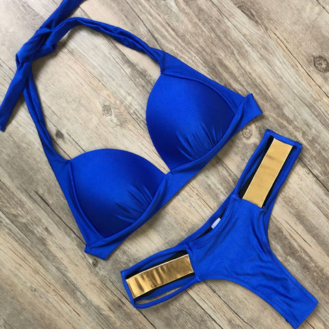 Solid Colored Push-up Swimsuit