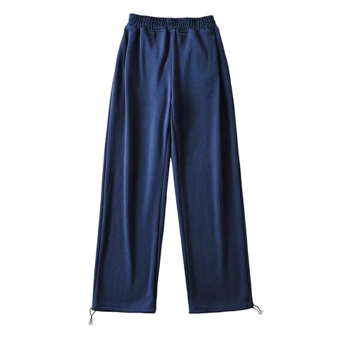 Wide Leg Pants With Drawstring Straps