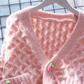 Strawberry Decorated Twist Knitted Cardigan