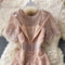 Round Neck Lace Cutout High Waist A-Line Skirt