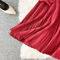 Two-piece Bright Silk Knitted Sweater + Skirt
