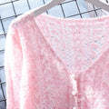 Solid Color Hollow Knitted Cardigan