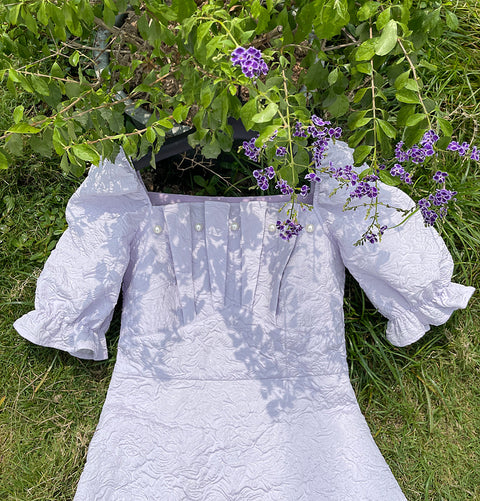 Purple Beaded Vintage High-waist Dress