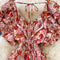 V-Neck Ruffle Sleeve Floral Pleated Dress