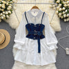 White Shirt Dress Jeans Small Halter Suit