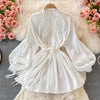 Bow Tie Wide Loose White Dress