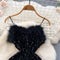 Furry Patchwork Sequin Slip Dress