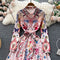 Vintage Printed Single-breasted A-line Dress