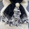 3d Flower Layered Black Slip Dress
