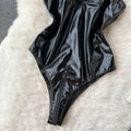 Sexy PU Hollowed Black Jumpsuit