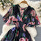 Fairy V-neck Printed Chiffon Dress