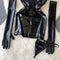 Sexy PU Leather Satin Suspender Dress