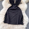 Backless Black Lace Halter Dress