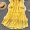 Stand-up Collar Yellow Chiffon Dress