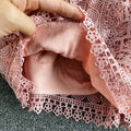 Puff Sleeve Crochet Hollow Lace Shirt Short Sleeve