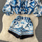 Off-shoulder Floral Shirt&Shorts 2Pcs