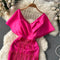 Rose Red Tassel Patchwork Dress