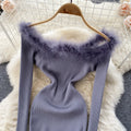 Vintage Off-the-shoulder Patchwork Knitted Dress