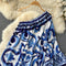 Irregular Celadon Printed One-shoulder Dress