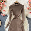High-neck Over-the-knee Knitted Dress