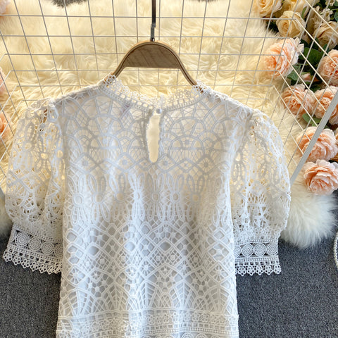 Hollow Lace Mesh Top