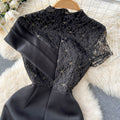 Black Lace Embroidery Bodycon Dress