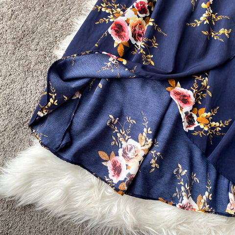 Strapless Floral Midi Dress