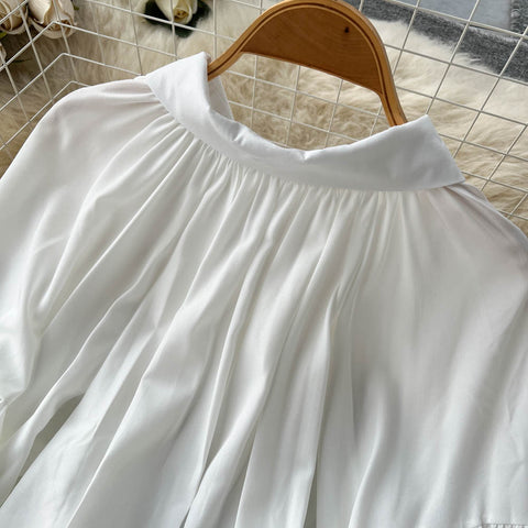 Puffy Sleeve Lapeled Short Blouse