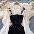 V-neck Panelled Velvet Waist Dress