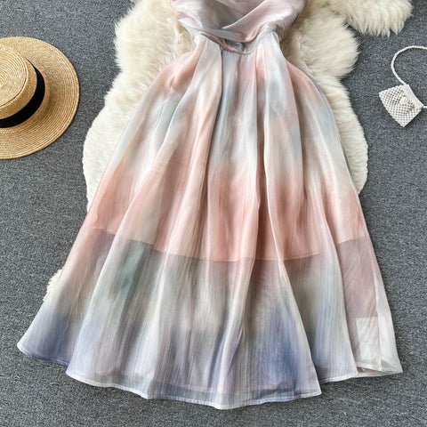 Fairy Staining Mesh Slip Dress